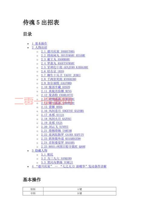 侍魂5特别版出招表_手机版出招技巧_按键设置攻略
