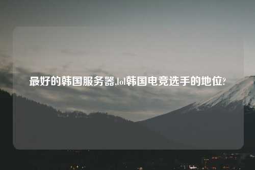 最好的韩国服务器,lol韩国电竞选手的地位?