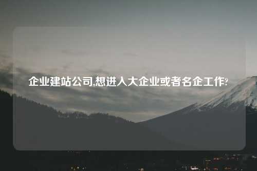 企业建站公司,想进入大企业或者名企工作?