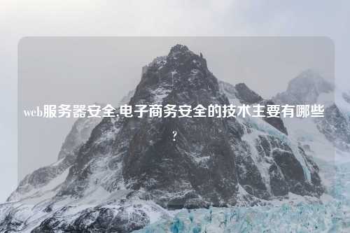 web服务器安全,电子商务安全的技术主要有哪些?