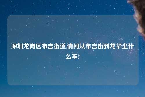 深圳龙岗区布吉街道,请问从布吉街到龙华坐什么车?