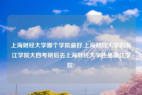上海财经大学哪个学院最好,上海财经大学的浙江学院大四考研后去上海财经大学还是浙江学院?