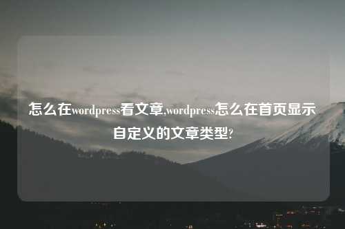 怎么在wordpress看文章,wordpress怎么在首页显示自定义的文章类型?