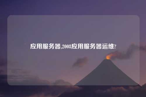 应用服务器,2008应用服务器运维?