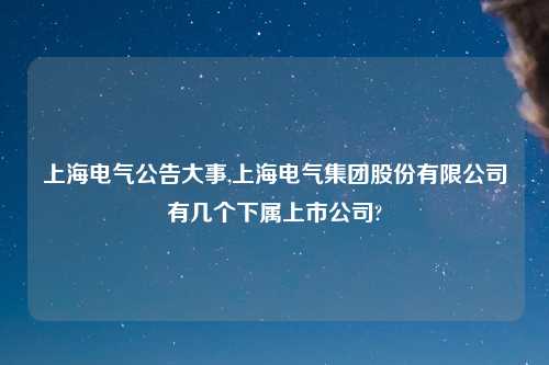 上海电气公告大事,上海电气集团股份有限公司有几个下属上市公司?