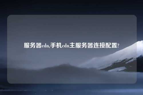 服务器cdn,手机cdn主服务器连接配置?