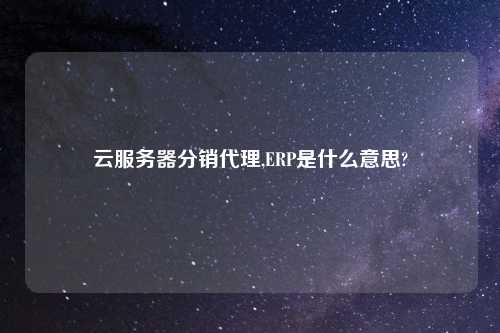 云服务器分销代理,ERP是什么意思?
