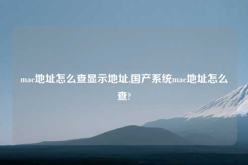 mac地址怎么查显示地址,国产系统mac地址怎么查?