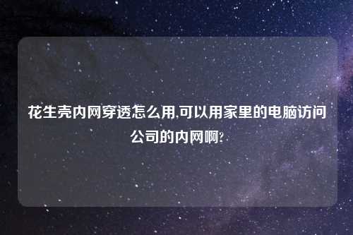 花生壳内网穿透怎么用,可以用家里的电脑访问公司的内网啊?