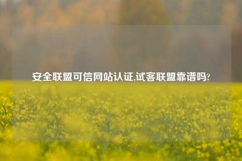 安全联盟可信网站认证,试客联盟靠谱吗?