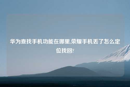 华为查找手机功能在哪里,荣耀手机丢了怎么定位找回?