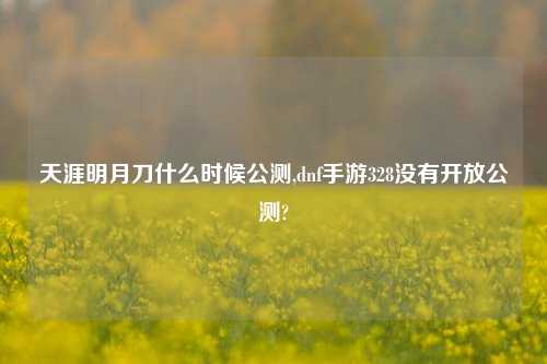 天涯明月刀什么时候公测,dnf手游328没有开放公测?