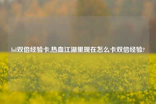 lol双倍经验卡,热血江湖里现在怎么卡双倍经验?