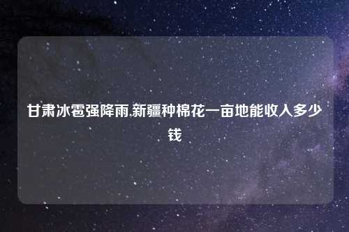 甘肃冰雹强降雨,新疆种棉花一亩地能收入多少钱