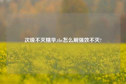 次级不灭精华,tbc怎么刷强效不灭?