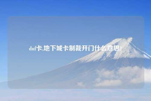 dnf卡,地下城卡制裁开门什么意思?