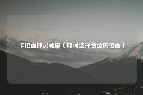 卡位面抓灵魂兽（如何选择合适的位面）