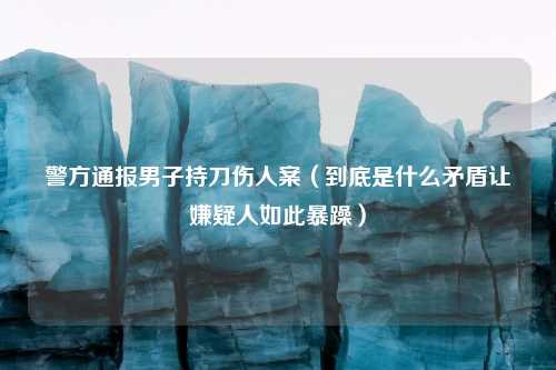 警方通报男子持刀伤人案（到底是什么矛盾让嫌疑人如此暴躁）