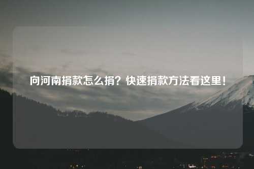 向河南捐款怎么捐？快速捐款方法看这里！